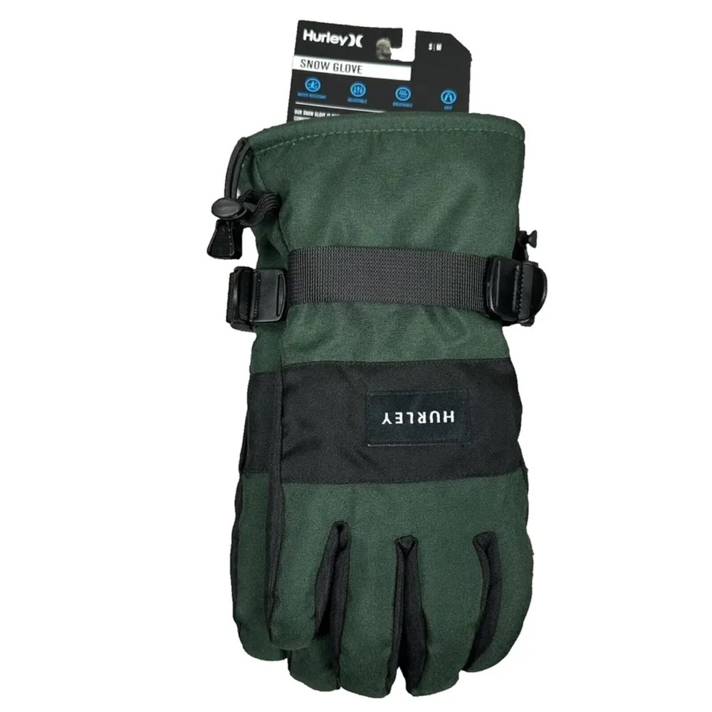 Hurley Men's Water Resistant Ski Snowboard Winter Gloves Green/Black Size S/M